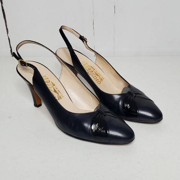 Vintage Salvatorre Ferragamo Leather Slingback Sandals 10 - Picture 9 of 9